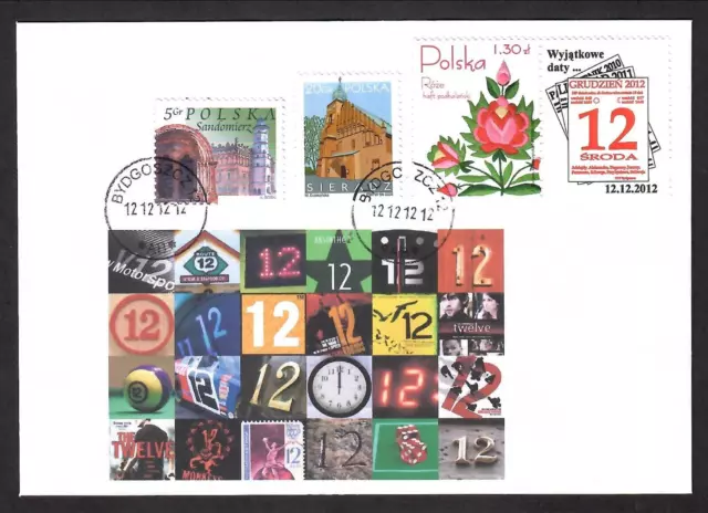 Poland 2012 Stamped Cover with Unique 12.12.12 Cancellation