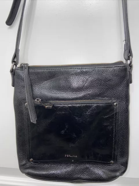 Perlina black leather purse crossbody Nice