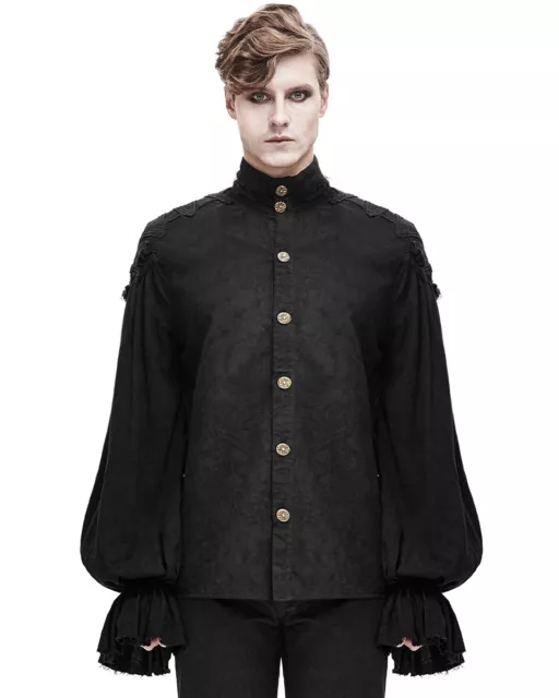 Devil Fashion Mens Steampunk Poet Shirt Top Black Gothic VTG Victorian Vampire