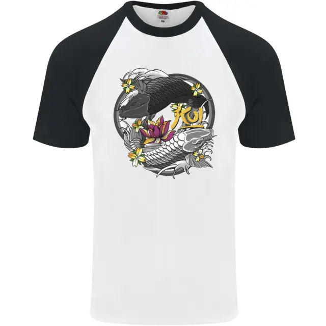 Koi Carpa Yin And Yang Pesce Stagno DA UOMO S/S Baseball T-Shirt