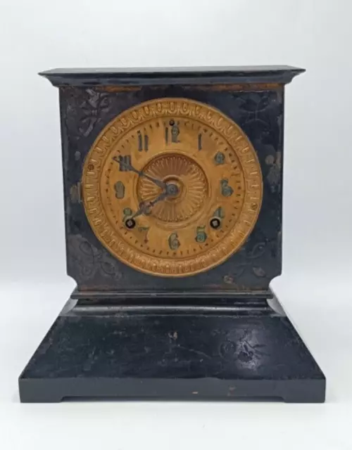 Antique Ansonia New York Mantle Clock Cast Iron 1882. For Restoration. No Key