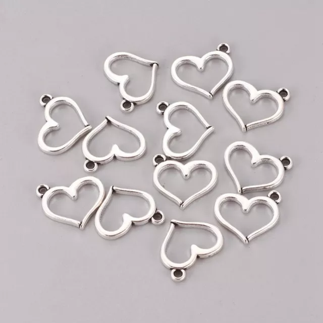10 Stück Anhänger 16x13mm Charms Herz  Antiksilber - 2820