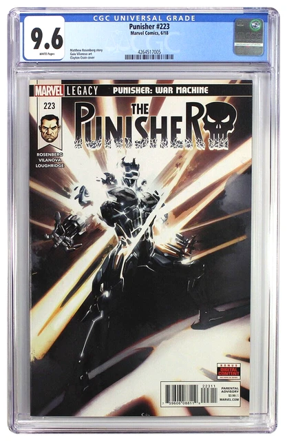 Punisher #223 War Machine Clayton Crain Cover CGC NM+ 9.6 White Pages 4264517005