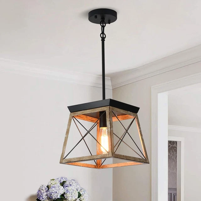 Farmhouse Pendant Light Vintage Lantern Chandelier Fixture Dining Room E27 Bulb