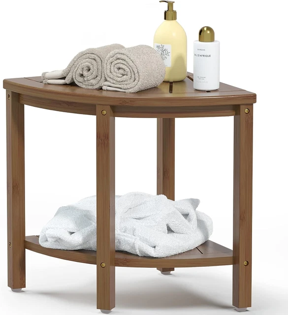 BAMBOO CORNER SHOWER Bench Waterproof Stool with SpaceEfficient