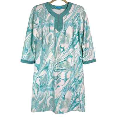 J. McLaughlin 3/4 Sleeve Printed Shift Dress Size S Catalina Cloth Casual Preppy