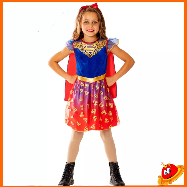 Travestimento Carnevale Costume  Ragazza Bambina Super Eroina Super Girl