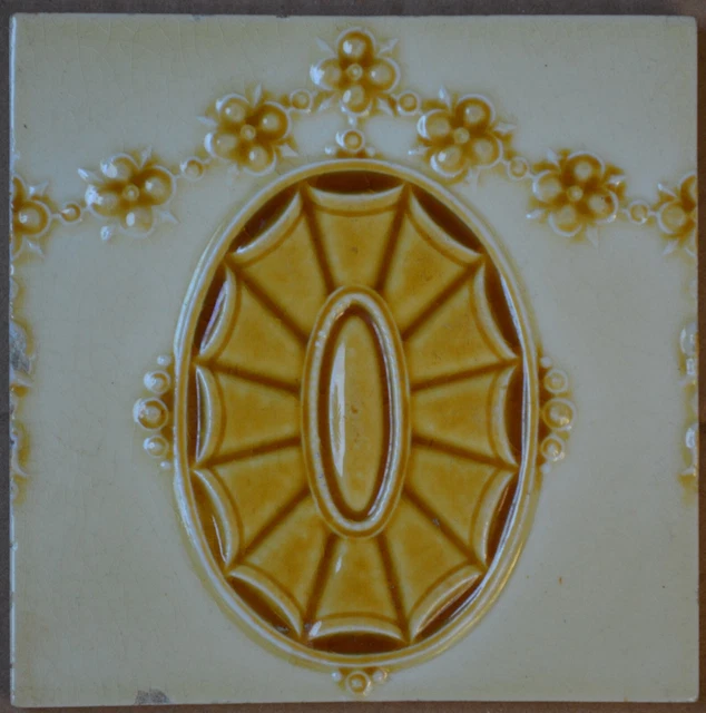 England - Antique Art Nouveau Majolica Tile C1900