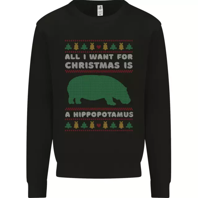 Ippopotamo Natale Divertente Bambini Felpa Maglione