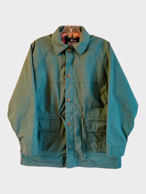 Woolrich Vtg USA Size L Mens Forest Green Wool Lined Cotton Nylon Field Jacket
