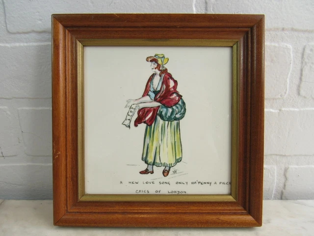 Vintage English Tile 6x6 Cries Of London Ceramic A NEW LOVE SONG PENNY APIECE 2