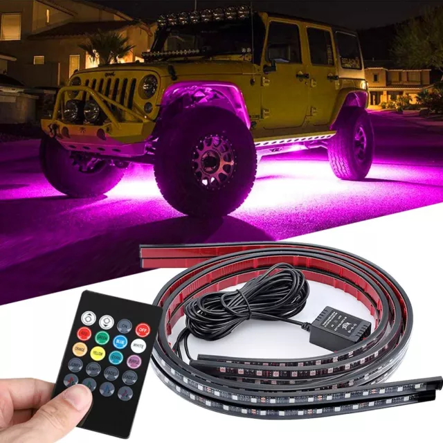 4X 8 Colors LED Strip Under Car Tube Underglow Underbody System Neon Light Kit