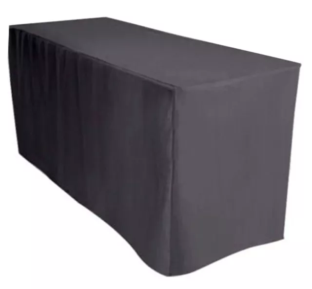 2 piece sale!!!!!! 1.8m 6FT Fitted Black Trestle Tablecloth table cover Weddings 3