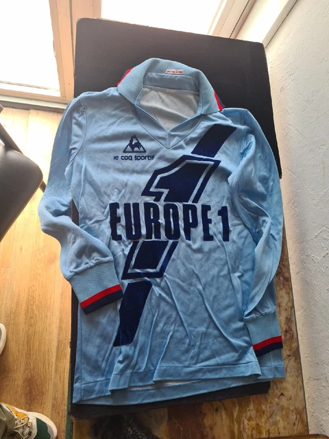 Maillot De Rugby Ancien Avec Sponsor Eurosport Cousu - Porté, En Très Bon état
