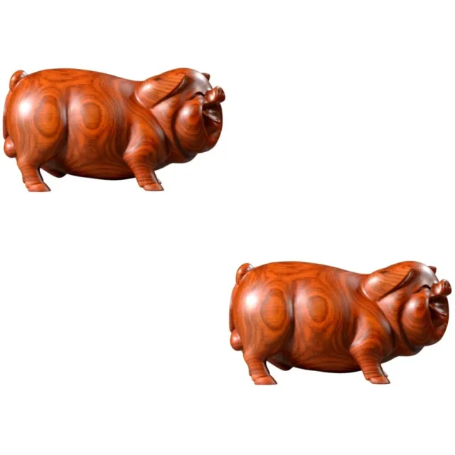 2 Count Mini-jouets Cochon En Bois Sculptures De Cochons Décoration