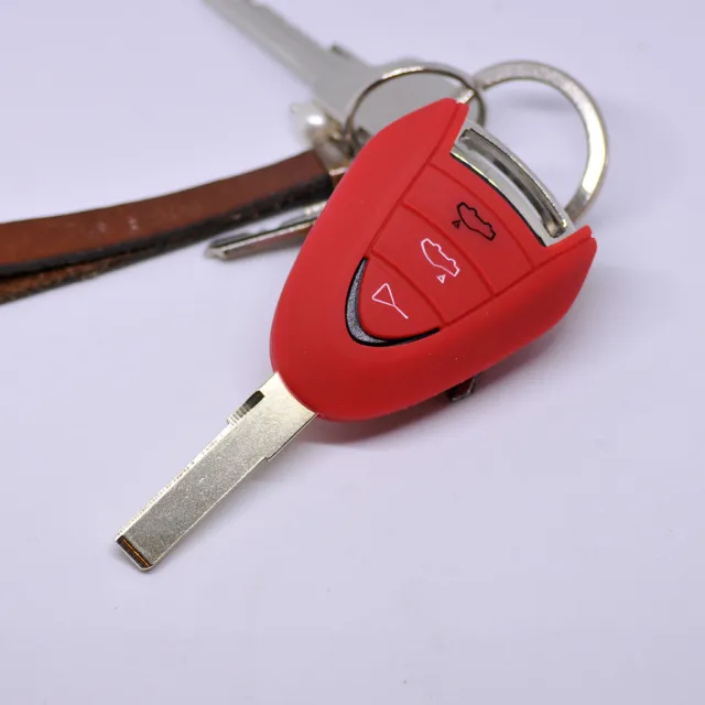 Auto Schlüssel Silikon Schutz Hülle Rot für Porsche 911 997 987 Boxster Cayman