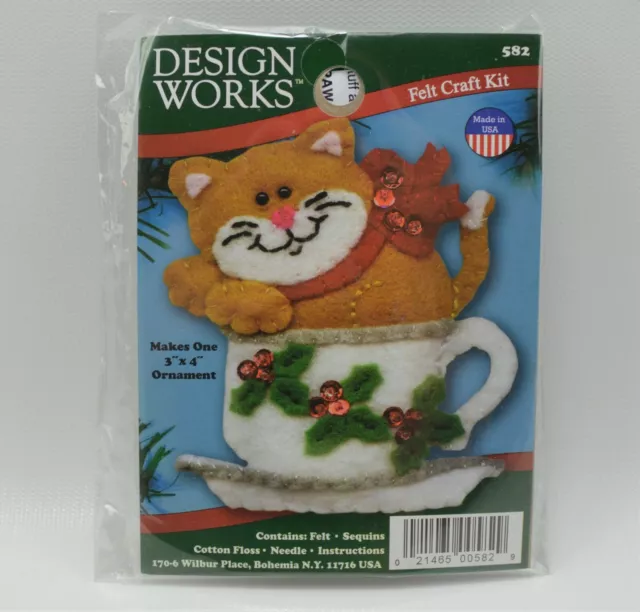 "Kit de apliques de fieltro para gato Design Works ornamento 3 ""X 4"