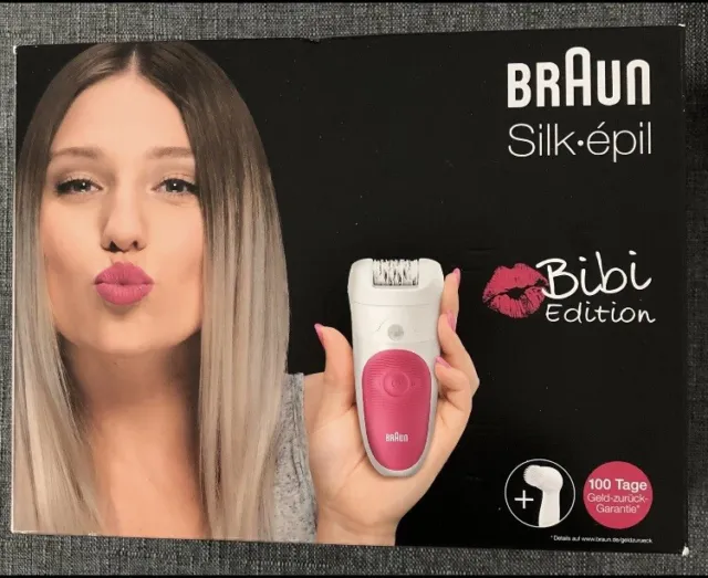 Braun Silk-épil Epilierer Bibi-Edition (mit Gesichtsreinigungsbürste), weiß/pink