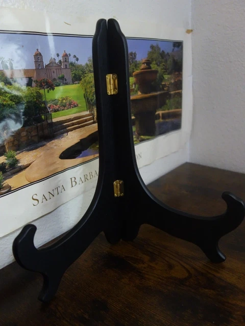 Placa plegable de madera vintage o soporte para imágenes 12"" de alto negro  