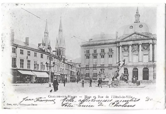 CPA antique postcard Châlons sur Marne animated square 1903