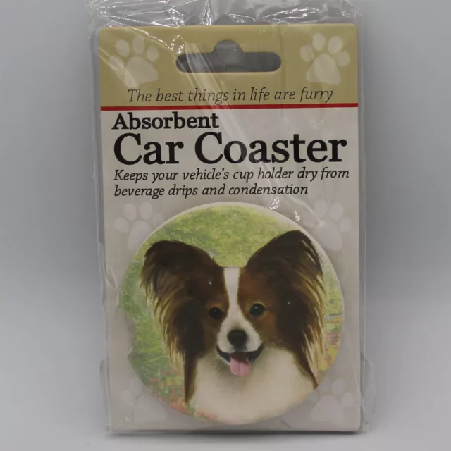 Super Absorbent Car Coaster - Dog - Papillion