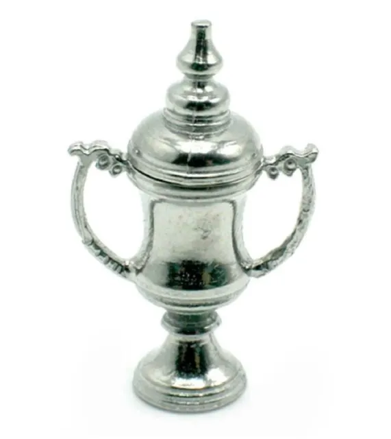 Dollhouse Silver Trophy Cup with Lid Miniature 1:12 School Study Accessory