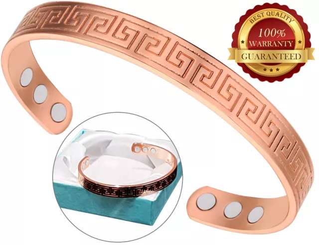 Bracelet grec magnétique cuivre 6 aimants douleur arthrite bracelet