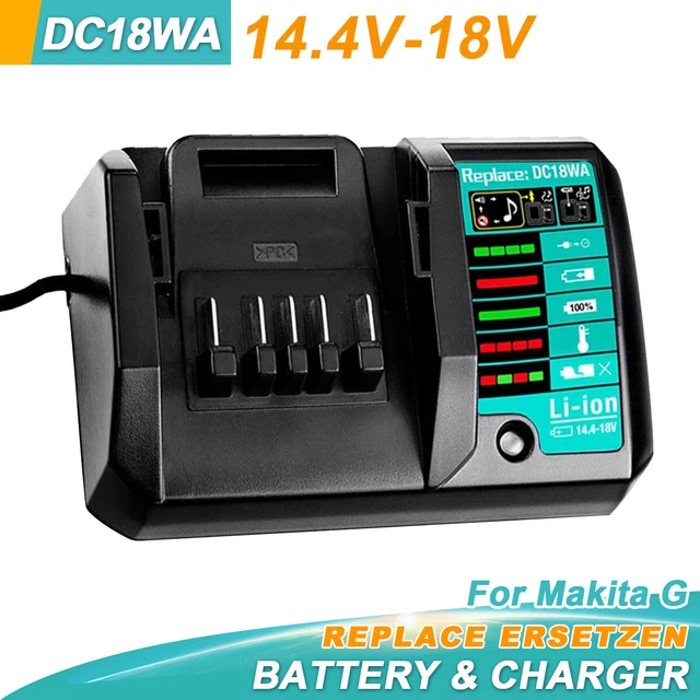Ladegerät + 2x Akku Für Makita 18V – Ersatz Für DC18WA, Kompatibel Mit BL1813G, HP457D, TD127D Uvm.