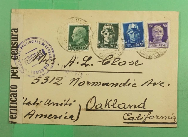 DR WHO ITALY WWII CENSORED TO USA j46276