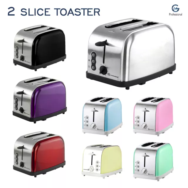 2 Slice Toaster High Lift Reheat Defrost Wide Bread Slot Bagel Heat Control 900W