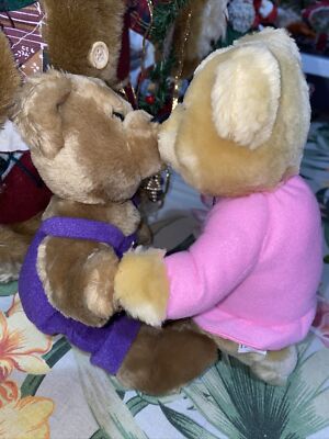 2 Hallmark Kiss Kiss Bears Plush Kissing Magnetic Nose Stuffed Toy