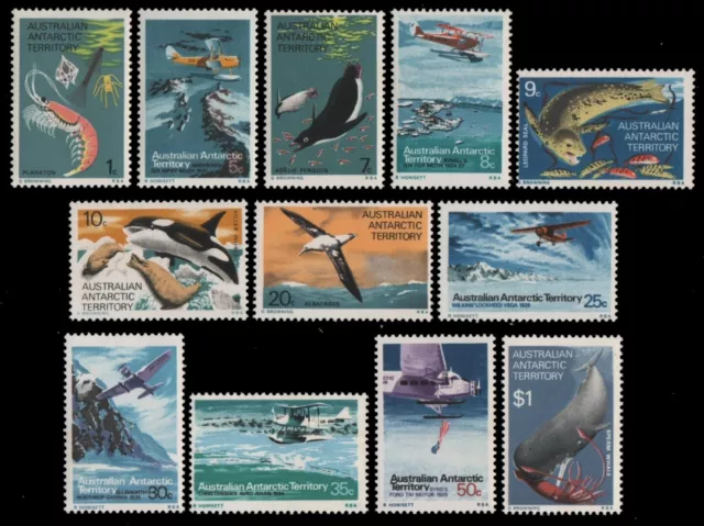 AAT / Austral. Antarktis 1973 - Mi-Nr. 23-34 ** - MNH - Meerestiere - Luftfahrt
