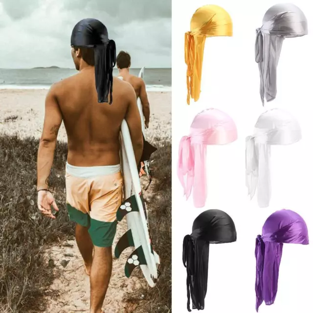 Unisex Men Women Bandana Durag Headwear Soft Silk Pirate Wrap Cap Hat I7S1