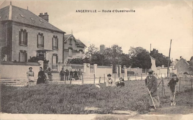 Cpa 91 Angerville Route D'ouestreville