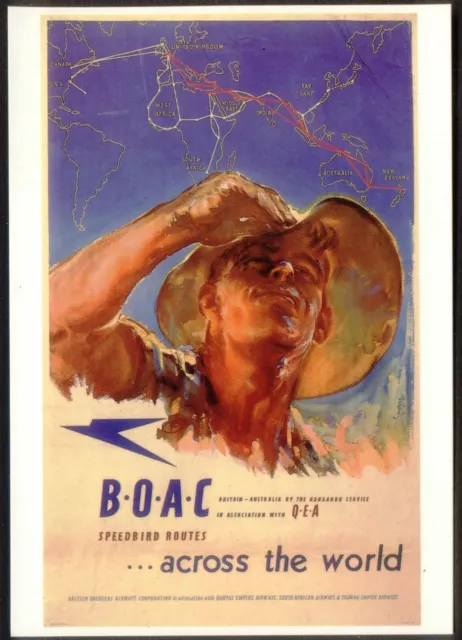 Modern Postcard: Retro Advert - Fly Across the World by BOAC. Drumahoe DG102