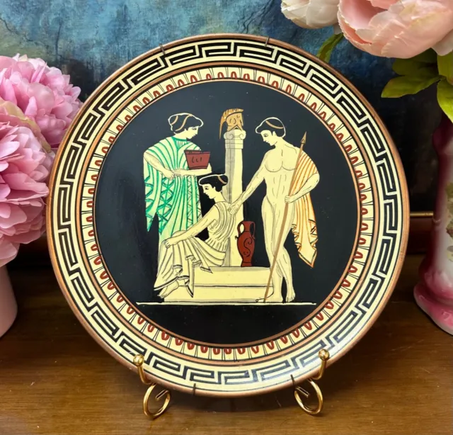 Vintage Enamelled Copper Plate Made in Greece Classical Greek Mythology Apollo