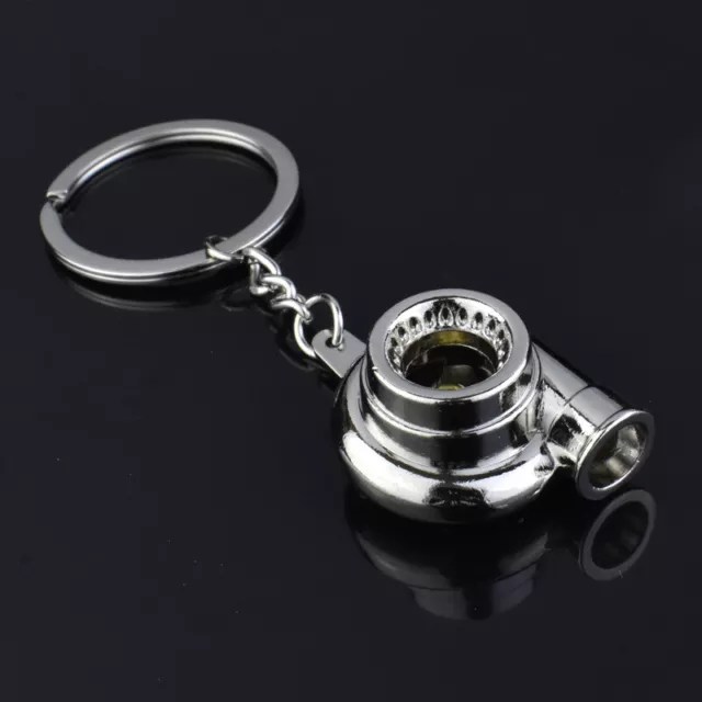 Shiny Silver,1PCS,Metal Keyring Turbocharger Keychain Turbo Auto Key Chain NIC1