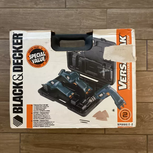 NEW BLACK & Decker VersaPak Kit Box 7.2v Multi-Purpose Saw, Detail Sander,  Drill $125.00 - PicClick
