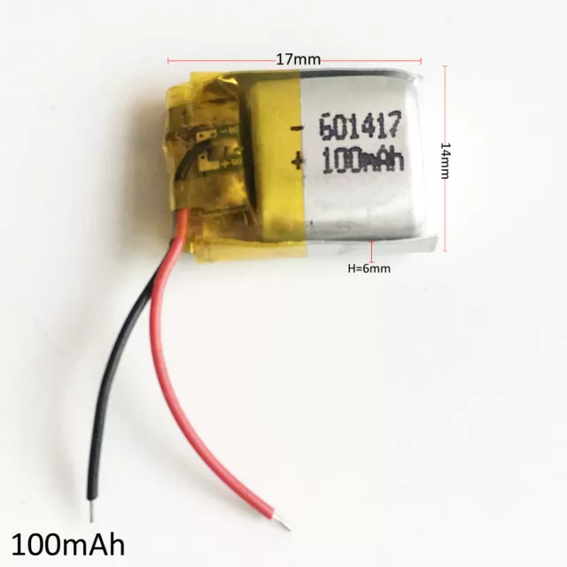 5 PCS 3.7V 100mAh Lipo Li Polymer Rechargeable Battery For Earphone MP3 601417 2