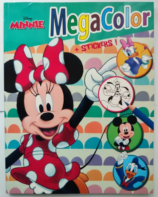 Malbuch Disney Minnie Maus Mega Color DIN A4 mit 120 Malvorlagen + 25 Sticker