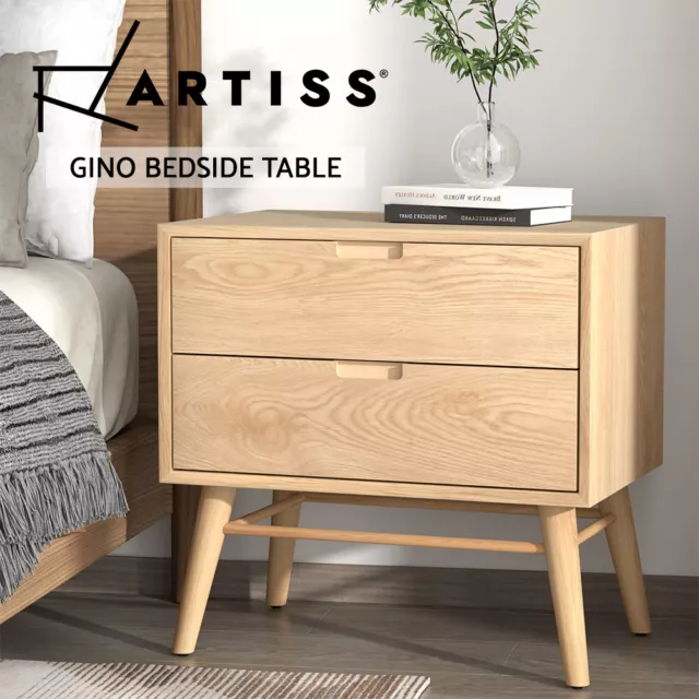 Artiss Bedside Table Drawers Side End Table Storage Cabinet Nightstand Oak GINO