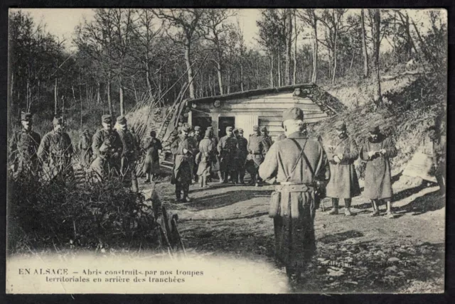CPA Guerre en Alsace - shelters built by our Territorial Troops