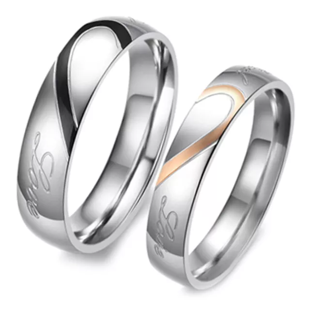 Partner Ring Stainless Steel Rings 1 Or 2 Men Women Heart Real Love