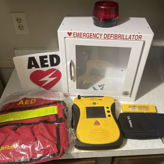 Defibtech Reviver View AED With Wall Cabinet (New Battery And Pads)