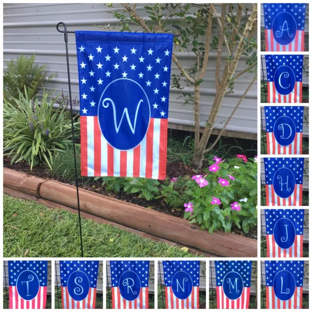 Monogrammed Holiday Small Garden Flag, 12x19, 4th of July, USA America Gift