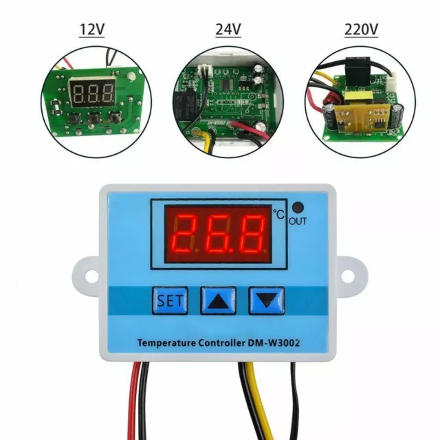 W3002 XH-W3002 LED Temperature Controller Switch DC 12V 24V AC 110V-220V 10A GB