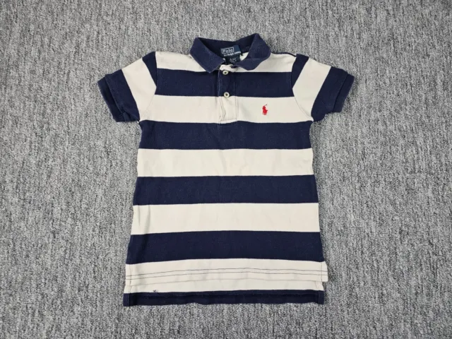 Polo Ralph Lauren Polo Shirt Boys Size 4 4T Striped Short Sleeve White Blue