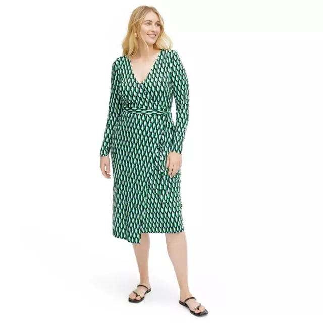 Diane Von Furstenberg DVF Target - SIZE S - Midi Arrow Geo Green Wrap Dress