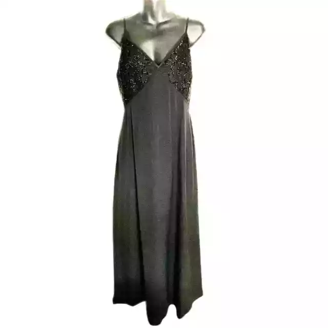 Vintage Giorgio Armani Le Collezioni 100% Silk Black Sequin Evening Gown Size 10