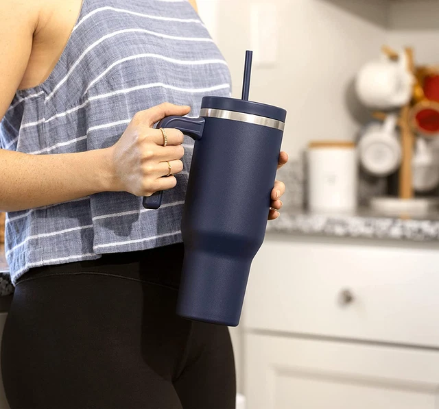 Travel Mug for Hot and Cold Beverages, Thermos Travel Coffee Mug (Modern Blue)
